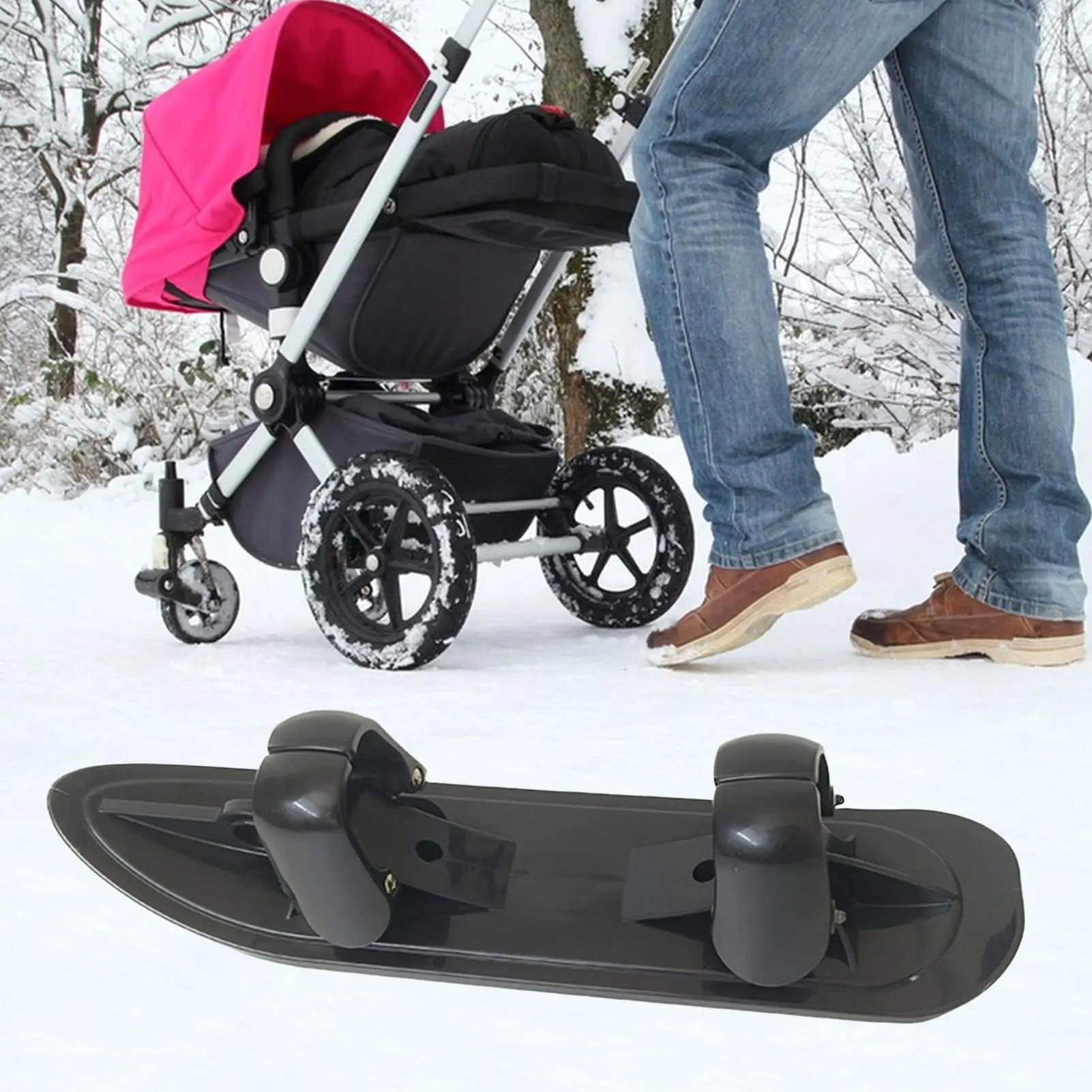 Stroller Skis 2 in 1 Outdoor Winter Snowboards Stroller Skis Glider Snowboards for Cycling Bicycle Jogging Sports Outdoor Paths Qme