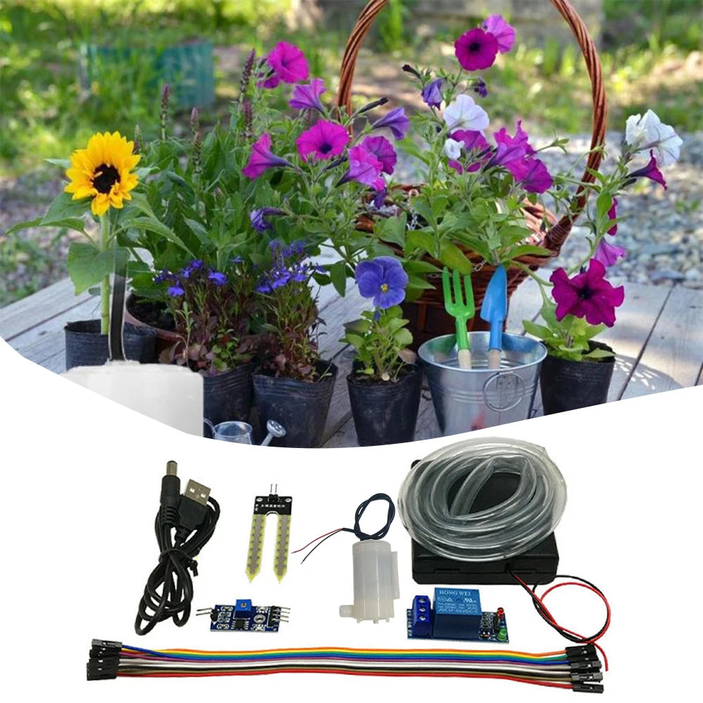 Automatic Irrigation Module DIY Kit Automatic Watering Kit Soil Moisture Sensor Mini Water Pump 50cm Hose for Arduino Qme