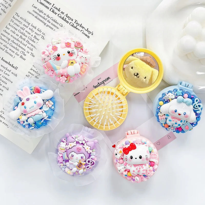 Hello Kitty Kuromi DIY Mirror Cushion Comb Craft Make Own Cute Qme