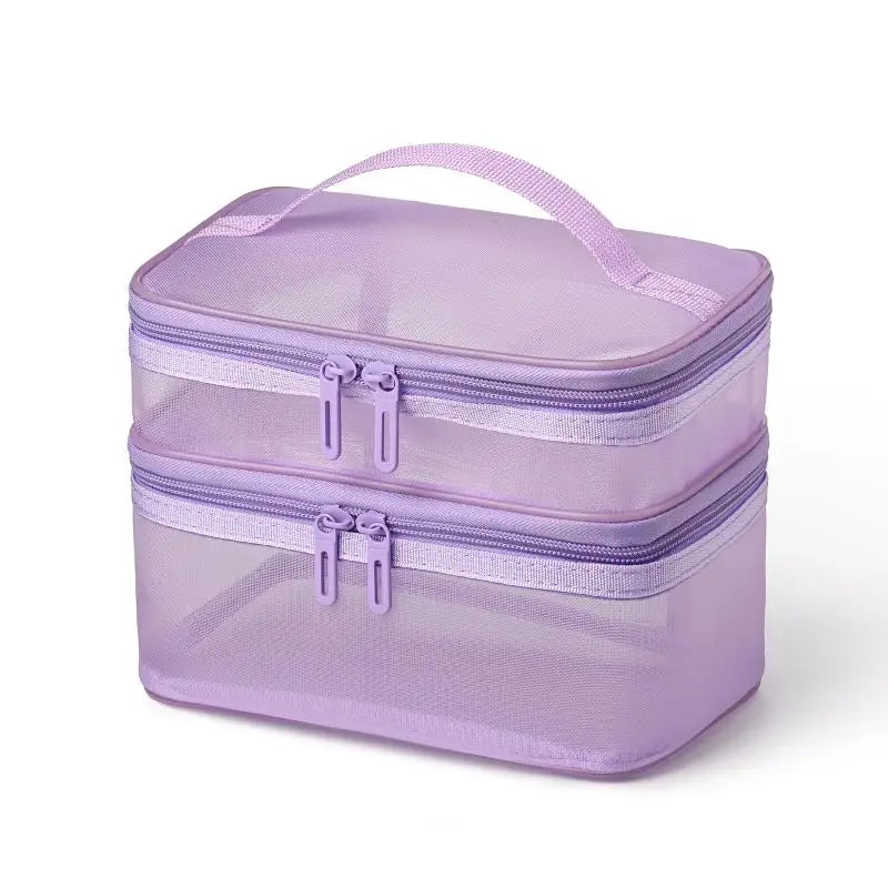 Transparent Mesh Travel Cosmetic Bag | Large Capacity Makeup & Skincare Organizer | Perfect Clear Toiletry Pouch for Vacations Qme style 11