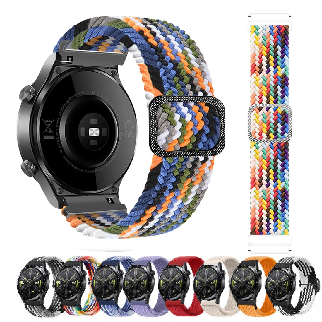 Elastic Nylon Braided Watch Band Adjustable Strap For Samsung Galaxy Watch 3 Huawei Watch 20MM 22MM 45MM 46MM Qme