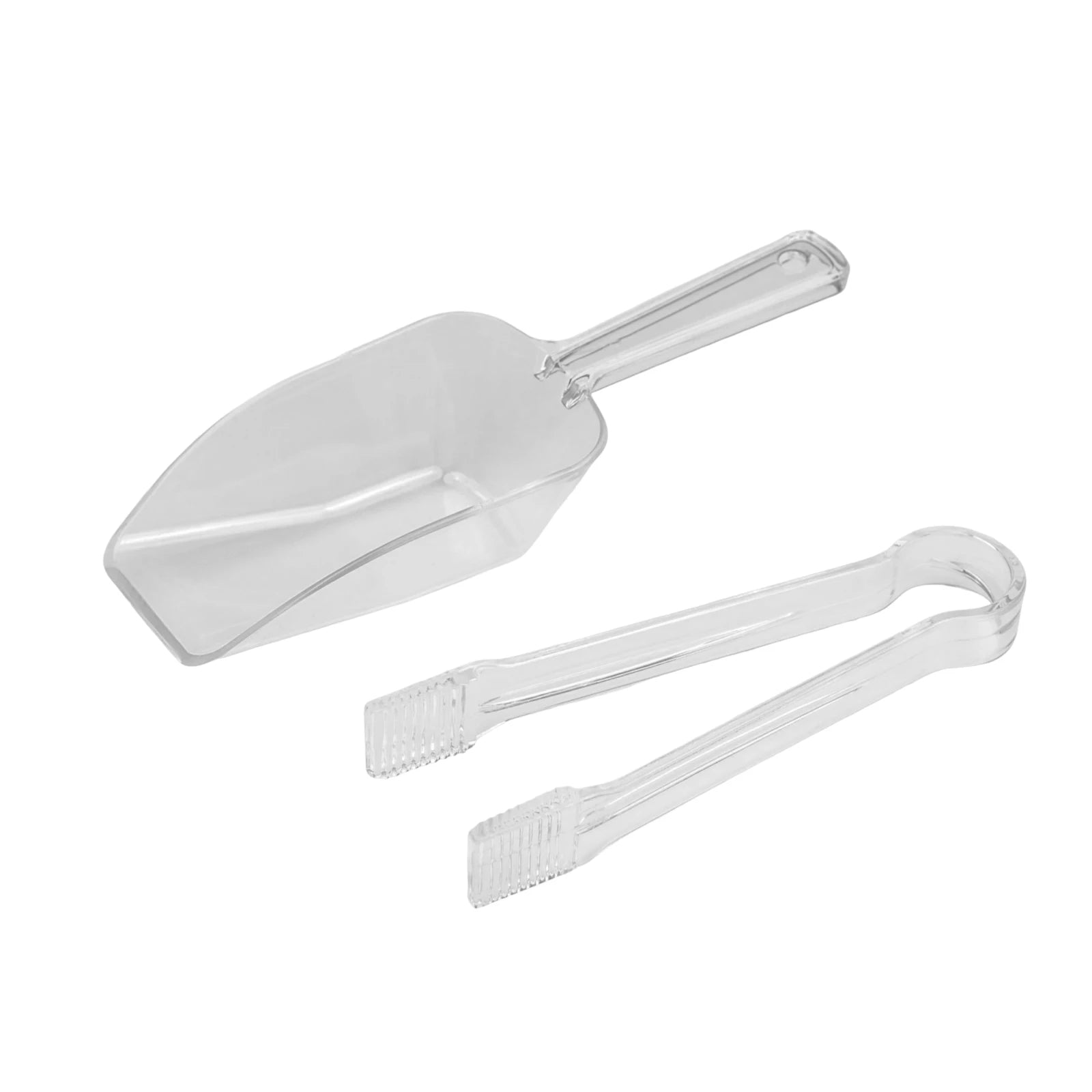 Ice Tongs and Scoop Set Transparent Acrylic Ice Tongs Serving Tongs Food Clip Bread Cake Salad Wave Clamping Design Bar Supplies Qme