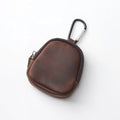 Crazy Horse Leather Earbuds Key Wallet Zipper Shell Design Multi-use Qme Chocolate
