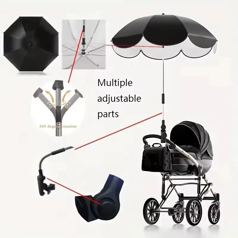 UV Protection Baby Stroller Umbrella Clamp Universal Sunscree Qme