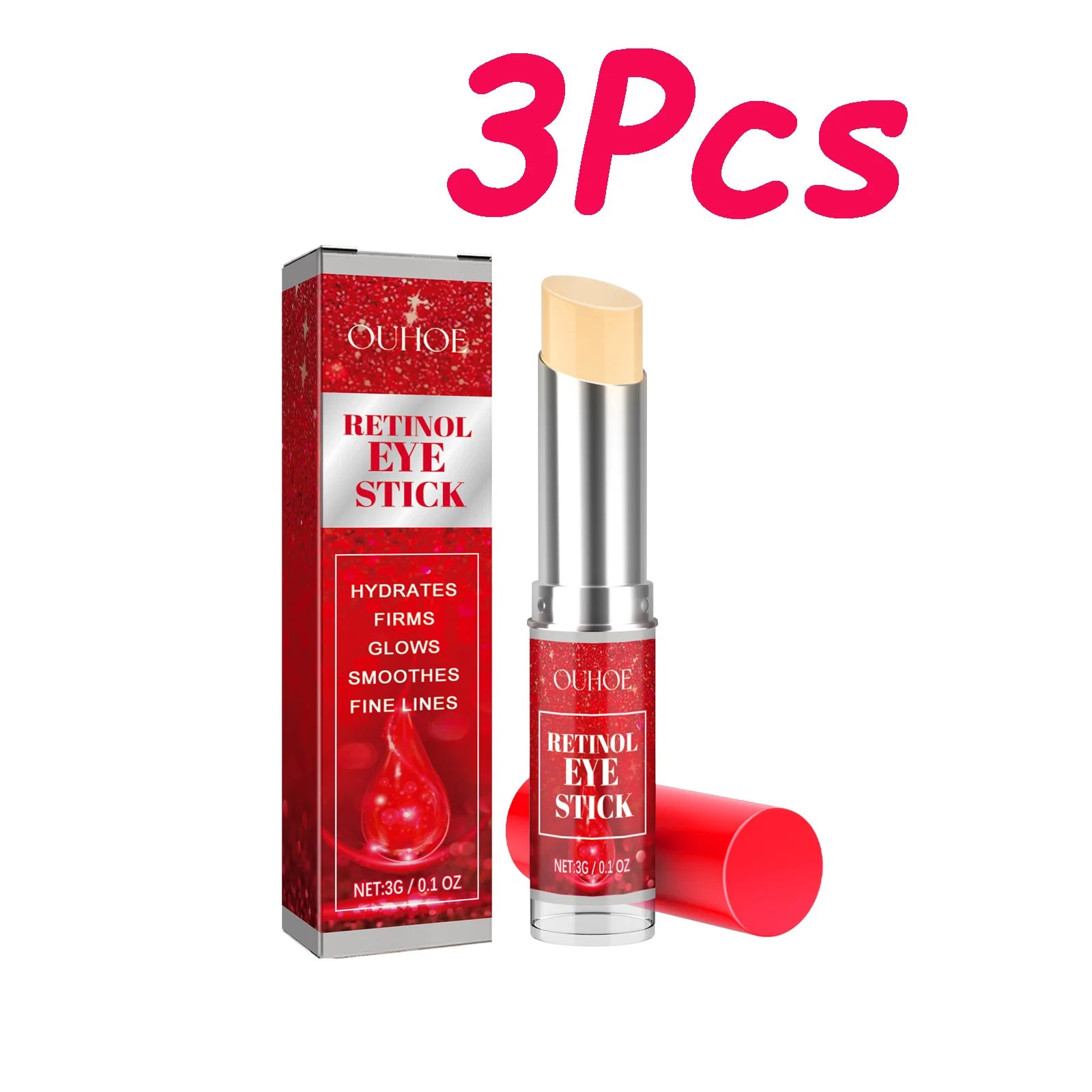 Retinol Eye Cream Stick Lightening Dark Circles Firming Skin Anti-Wrinkle Firming Brightening Eye Repair for Women Eyes Care Qme 3 x 3g Boxed