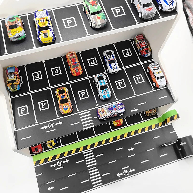 DIY Road And Rail Transit Design And Paper Tape, Used For Railw 28 Rolls+9 Traffic Game Scene Application Stickers Qme