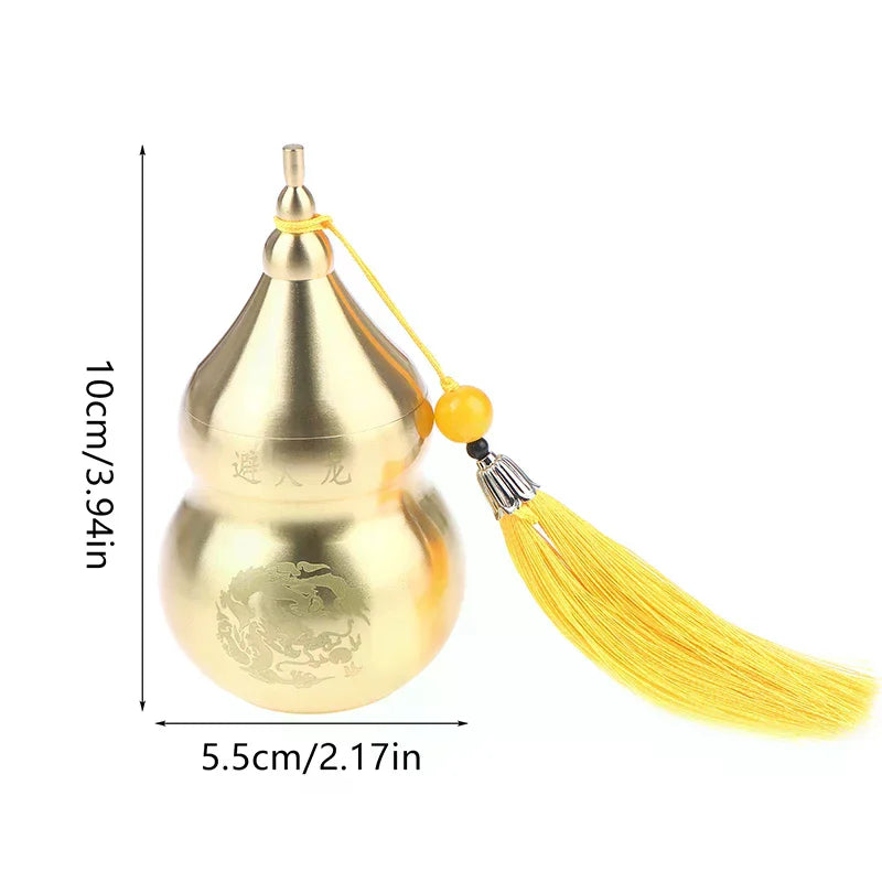 Brass Gourd Feng Shui Ornament With Tassel Feng Shui Decorative Collectible For Prosperity And Longevity Home Office Desk Decor Qme