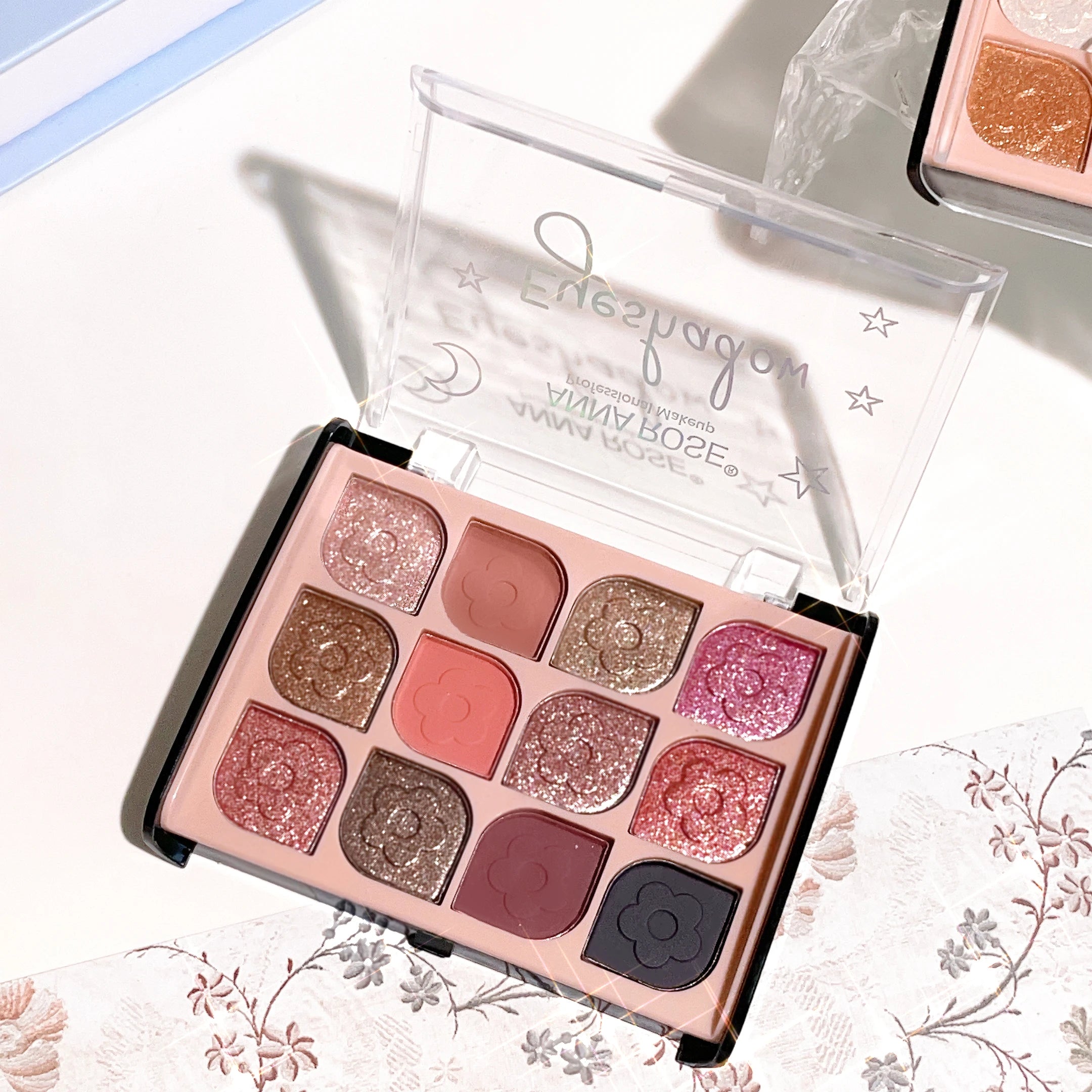 12-Color Korean Eyeshadow Palette Soft Earthy Shades Pearlescent Qme