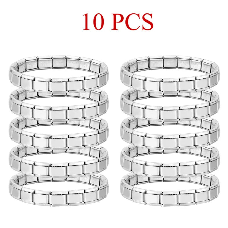 Dropship 5PCS Stretchable Square 9mm Italian Stainless Steel Premium Bracelets DIY Making For Womens Men Charm Jewelry Wholesale Qme 10PCS