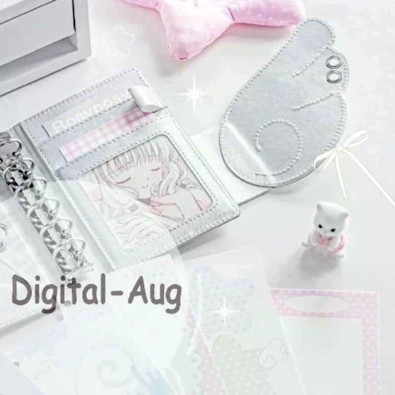 Angel Wings Notebook Cute 3 Fold Binder Journal PU Leather Multi Qme