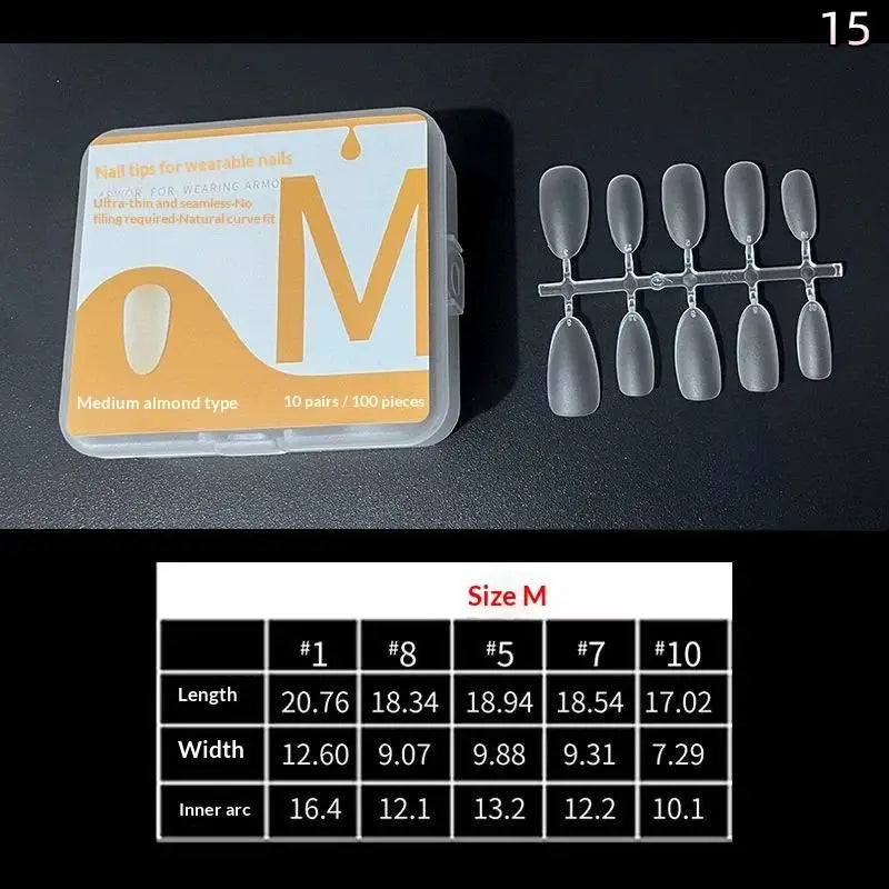 Box Nails Tips Coffin French Full Cover Medium Short NO Polishing Qme 15
