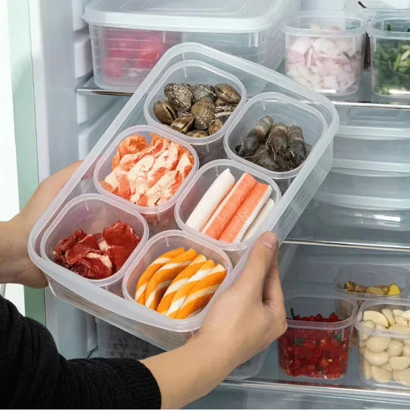 6 Compartment Food Storage Container Lid Refrigerator Fresh-keeping Qme