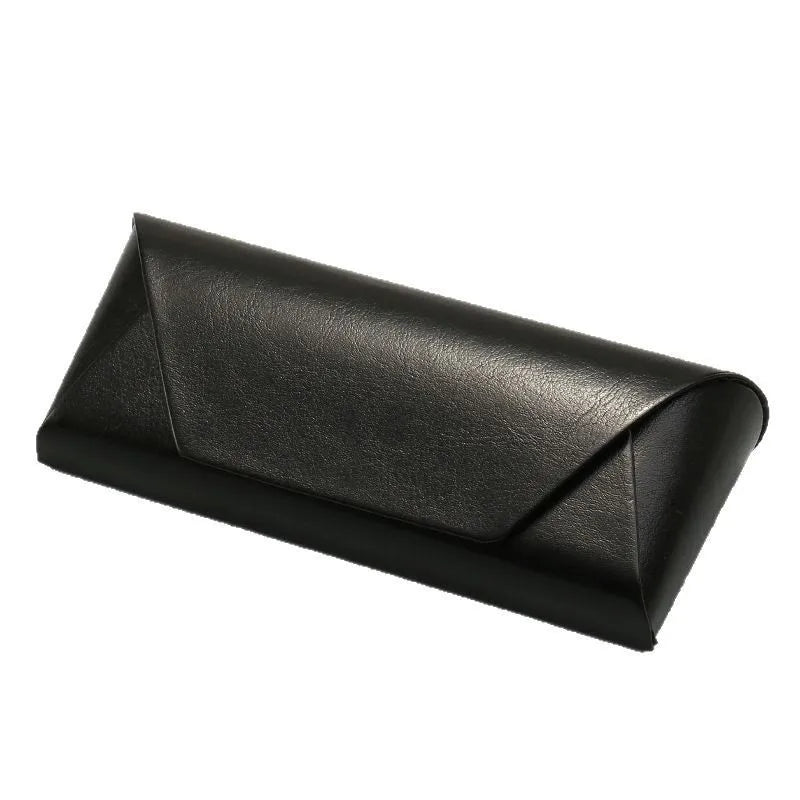 Portable Large Capacity Flocked Eyeglass Case Durable Handmade Leather Glasses Storage Pouch Lightweight Travel Eyewear Box Qme Black