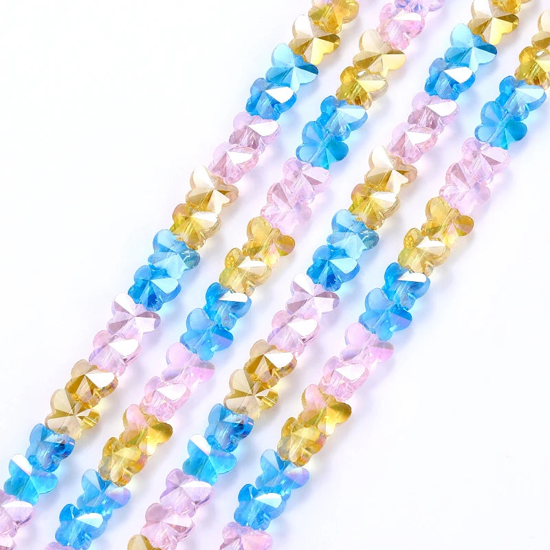 8*10mm Colorful Glass Butterfly Beads Crystal Insect Loose Beads for Bracelet Necklace Earring Jewelry Making Beading Projects Qme Color 1 8x10mm-50pcs
