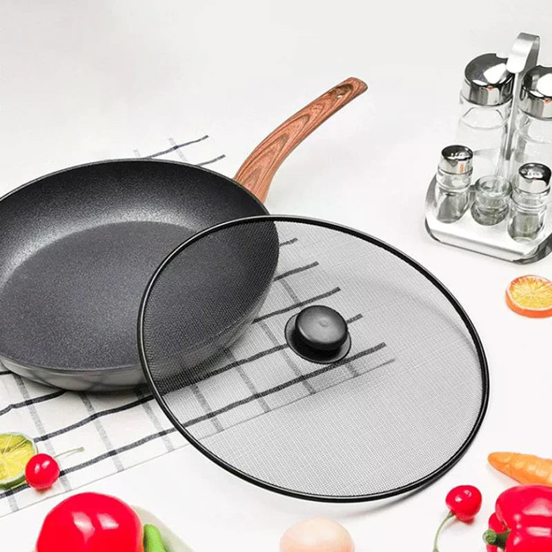 Black Splatter Screen Anti Grease Frying Pan Oil Splash Guard Lid Fine Mesh Splash Guard Cover Lid Kitchen Tools Qme