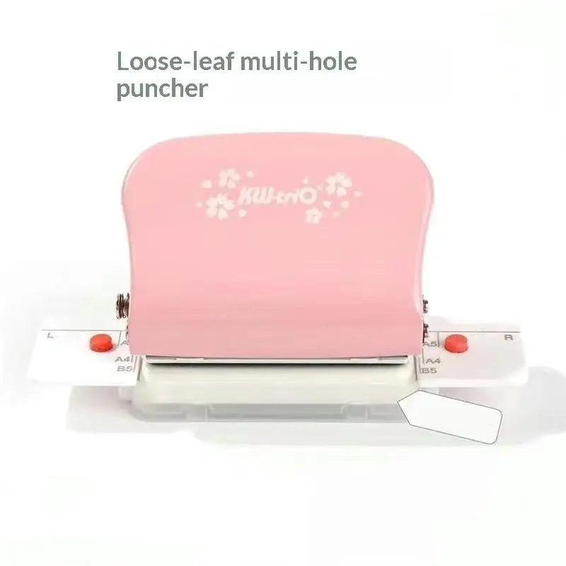 6-Hole Punch Labor Saving Manual Hole Puncher A4 A5 B5 Loose Leaf Qme Pink