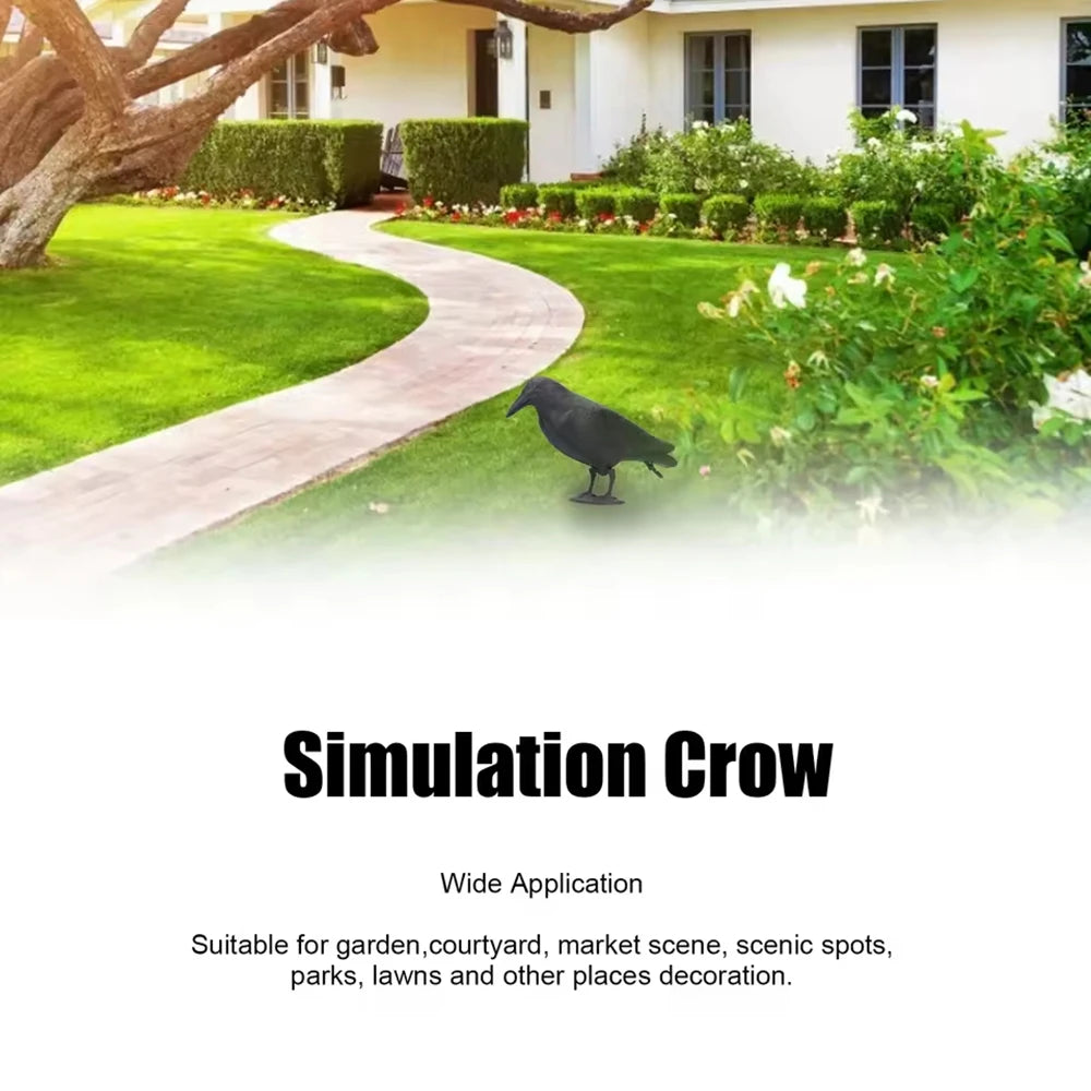 Crow Decoration Simulation Plastic Crow Decoration With Footposts Courtyard Garden Qme