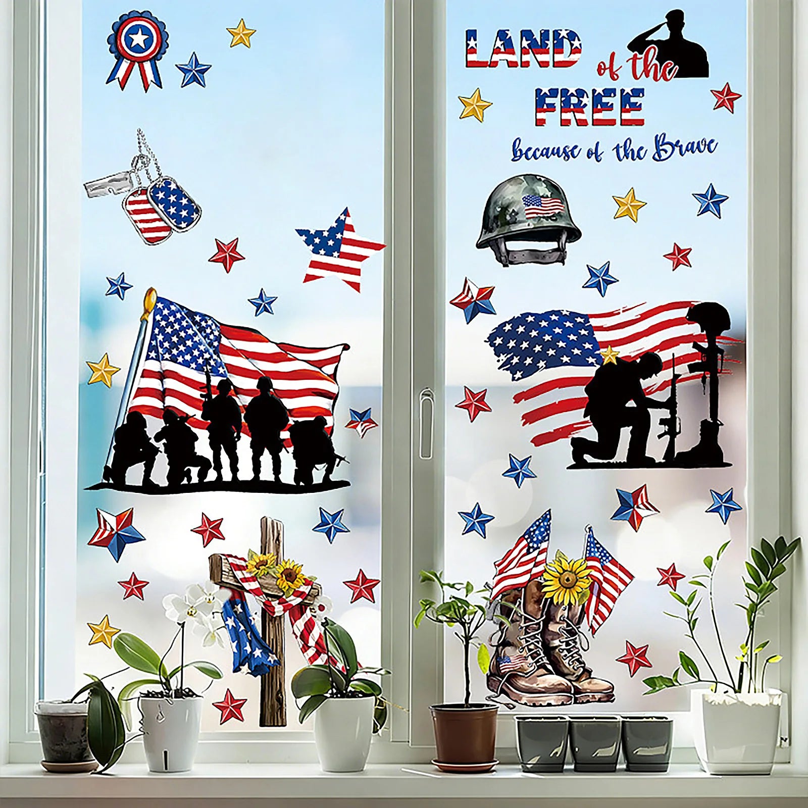 American Independence Day Victory Theme Patten Stickers Glass Window Display Stickers Holiday Party DIY Decorative Supplies Qme