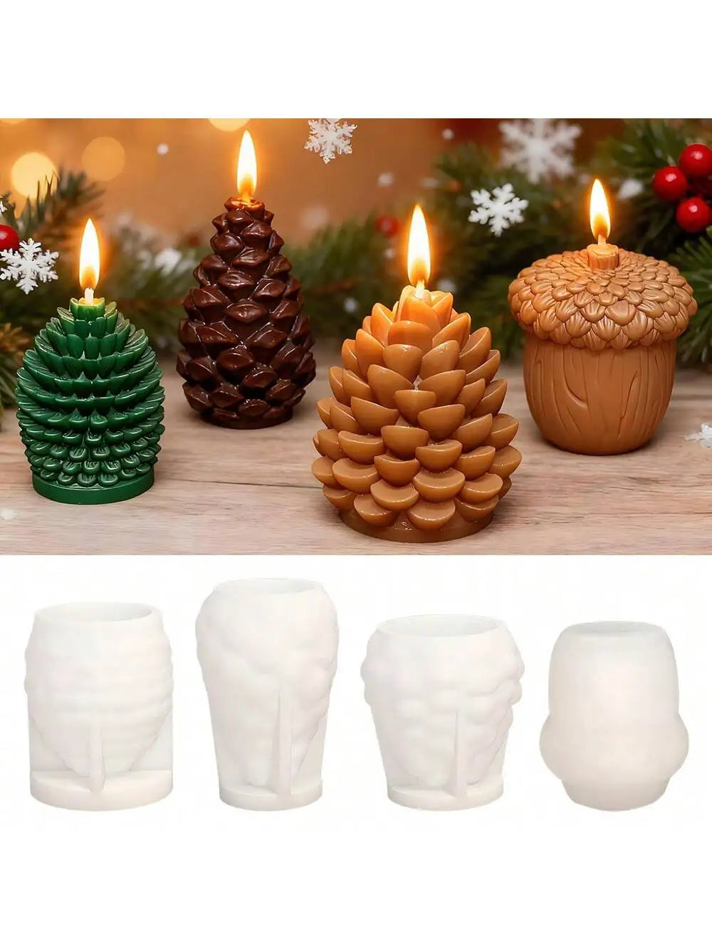 Christmas Pine Cone Silicone Mold DIY Aromatherapy Candle Ornaments Qme