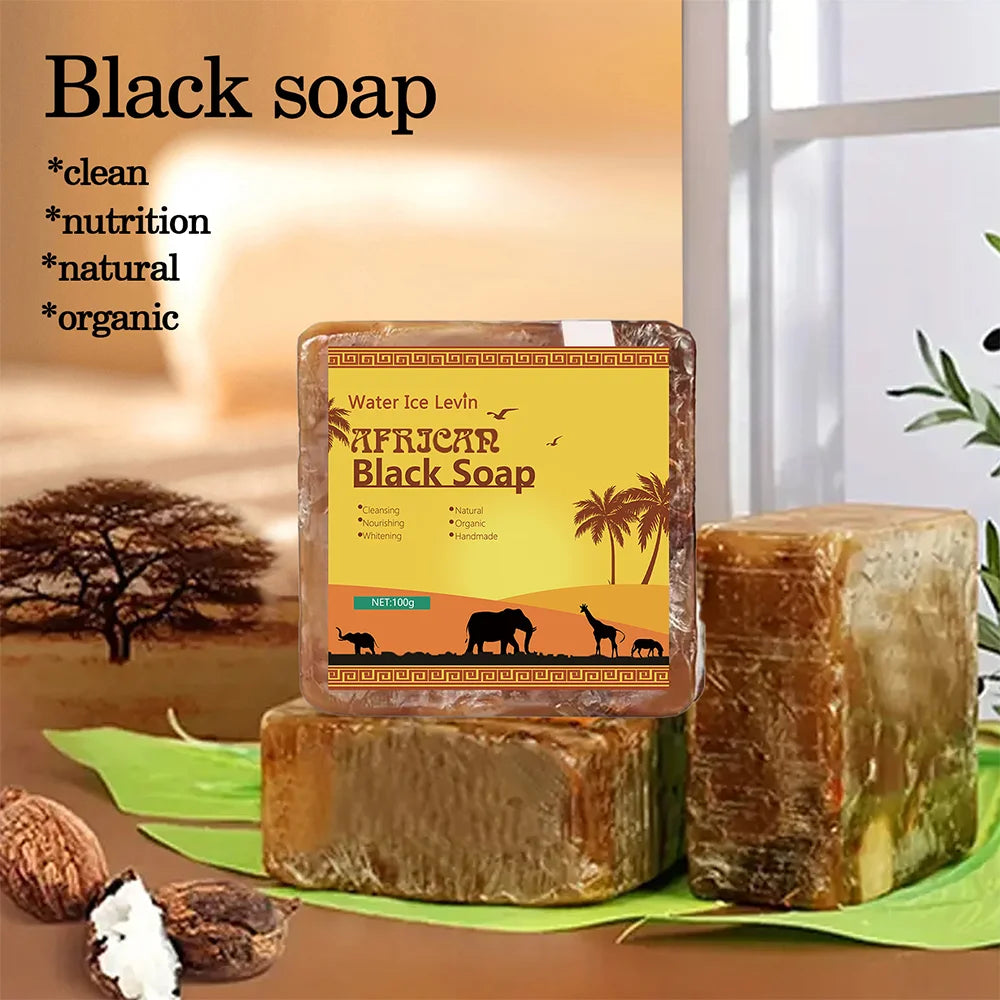 African Black Soap Acne Treatment Deep Cleaning Exfoliate Facial Moisturizing Skin Smoothing Face Soap for Skin Care Qme