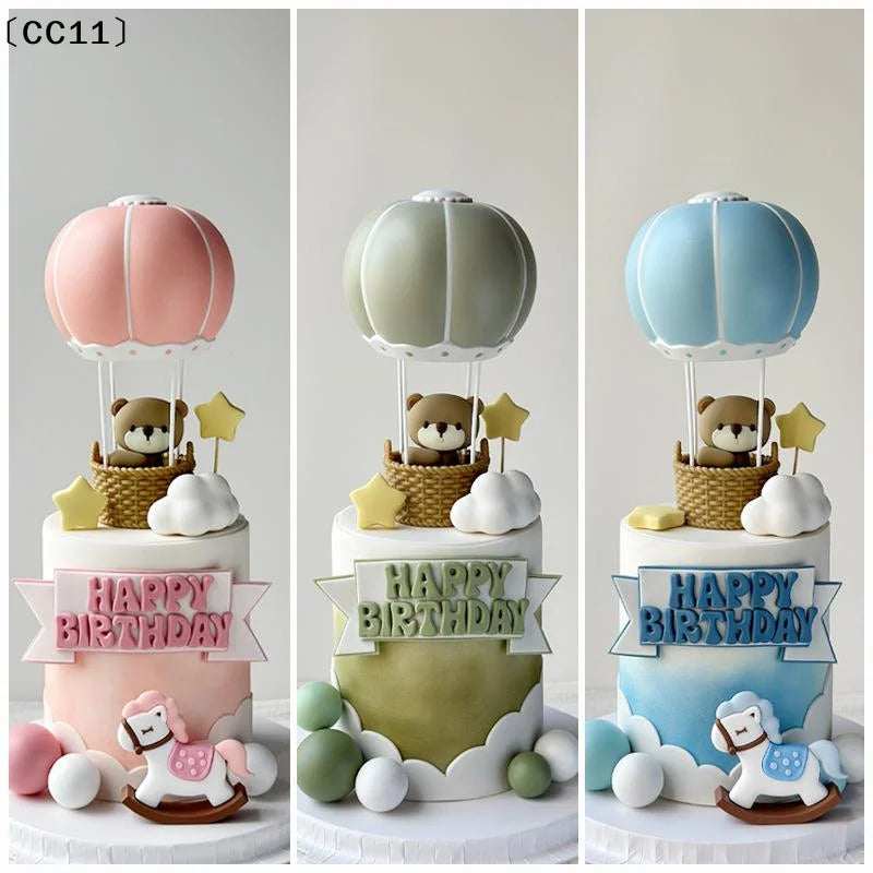 Blue Pink Air Balloon Cake Topper Gender Reveal Party Decoration Kids Qme