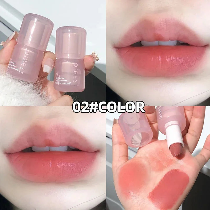 QIBEST Waterproof Lipstick Red Nude Lip Stain Moisturizing Natural Lipstick Highly Pigmented Lip Tint Long-lasting Makeup Gift Qme 02