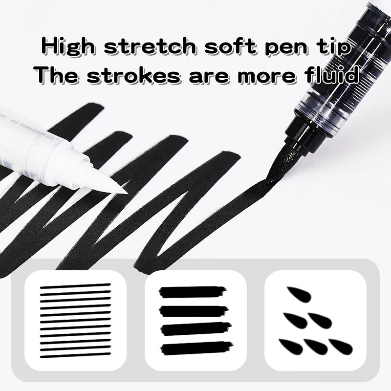 Acrylic Paint Markers - Permanent Black/White Acrylic Paint Pens for Fabric, Rocks, Paper, Wood, Canvas, Glass, DIY Qme