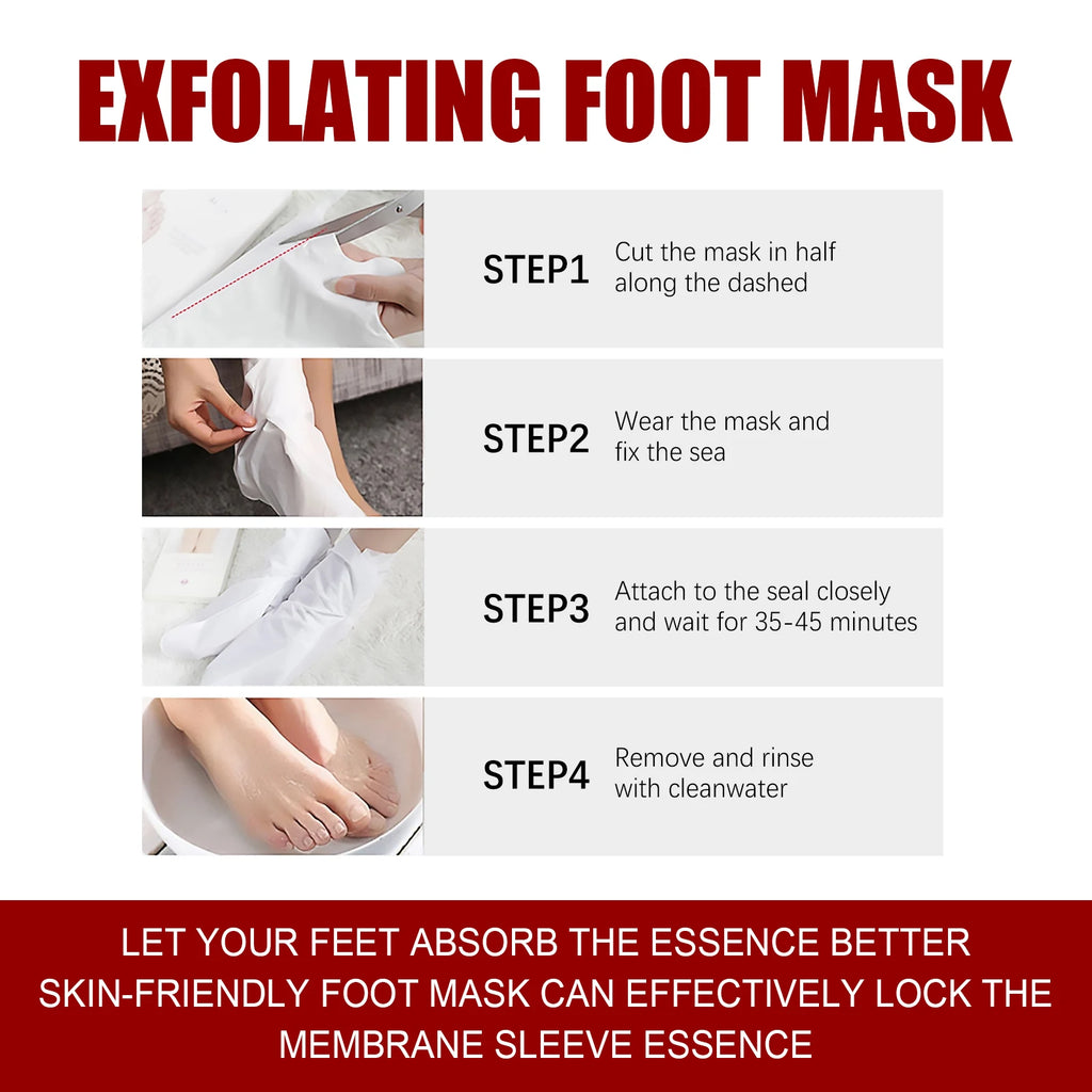 AHA Exfoliating Foot Mask Moisturizing Anti Crack Heel Foot Calluses Dead Skin Remover Smooth & Soft Feet Care Foot Patch Qme