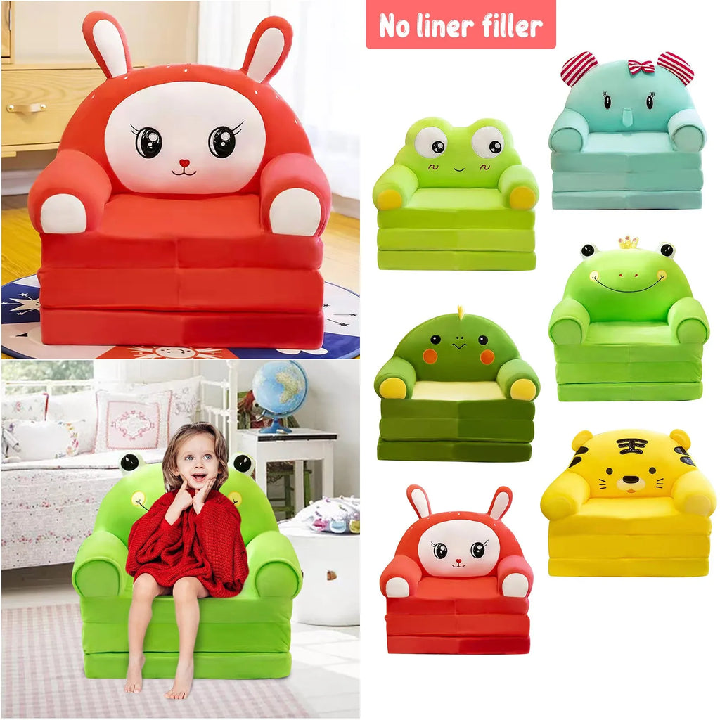 Cartoon Animals Plush Foldable Sofa Cover Foldable Children Sofa Cute Cartoon Lazy Sofa Pillowcase Without Liner Filler Qme