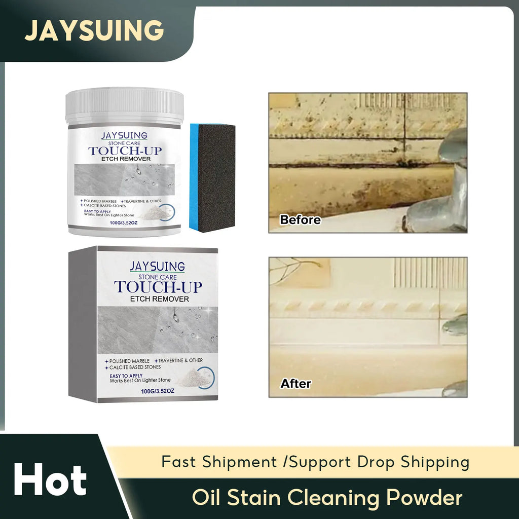 Oil Stain Cleaning Powder Heavy Oil Remover Agent Kitchen Range Hood Tile Stone Floor Oil Stain Dissolving Stone Cleaning Powder Qme
