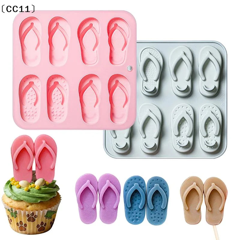 Beach Shoes Silicone Mold Summer Flip-flops Slipper Fondant Birthday Qme