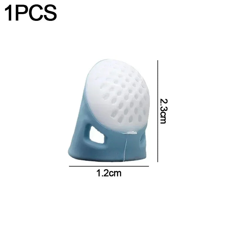 Silicone Anti-slip Sewing Thimbles Sewing Finger Tips Finger Cover Hollowed Protector Sleeve DIY Hand Cross-stitch Sewing Tools Qme 1PCS-Blue