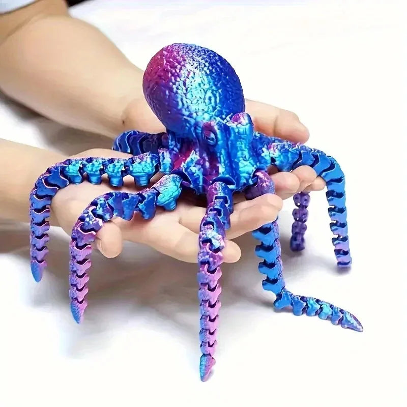 3D-Printed Articulated Octopus Figurine: A Realistic, Articulated Stress-and Creative Decorative Item Qme PURPLE M