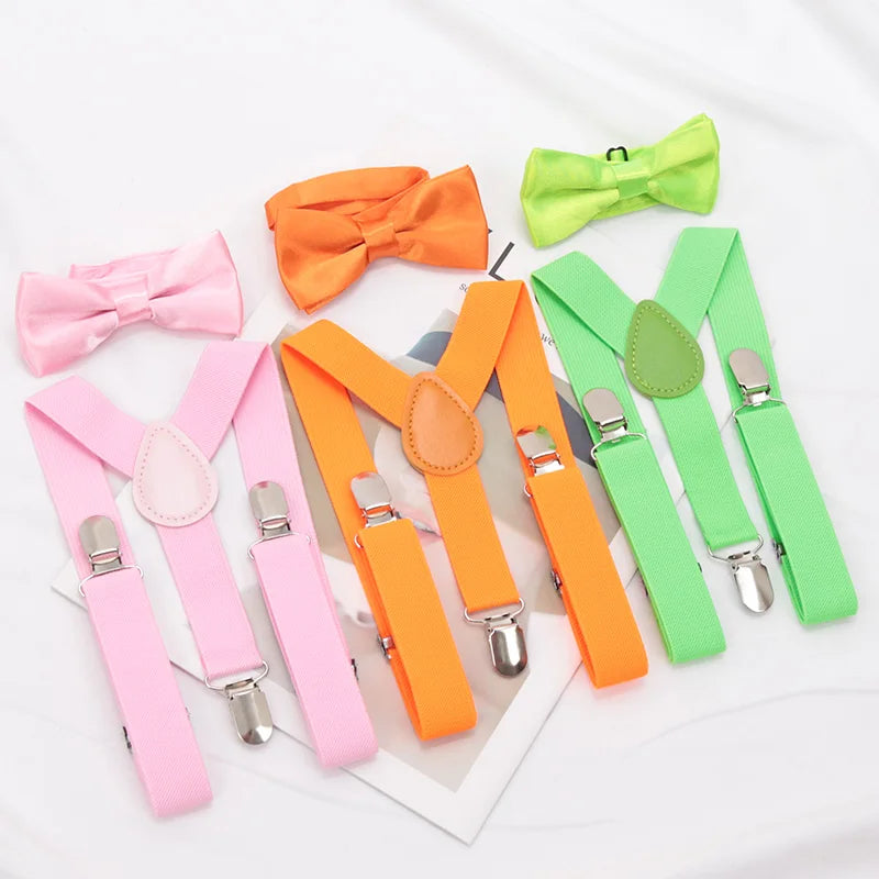 Suspenders Bowtie Kids Boy Girl Childrens Christmas Designer Qme