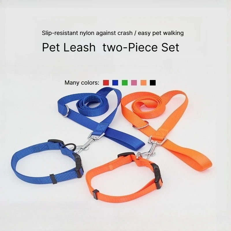 B 2/3Pcs Solid Nylon Dog Harness Collar Leash Set, Adjustable Breathable Traction Kit For Dogs Daily Walking Training Qme