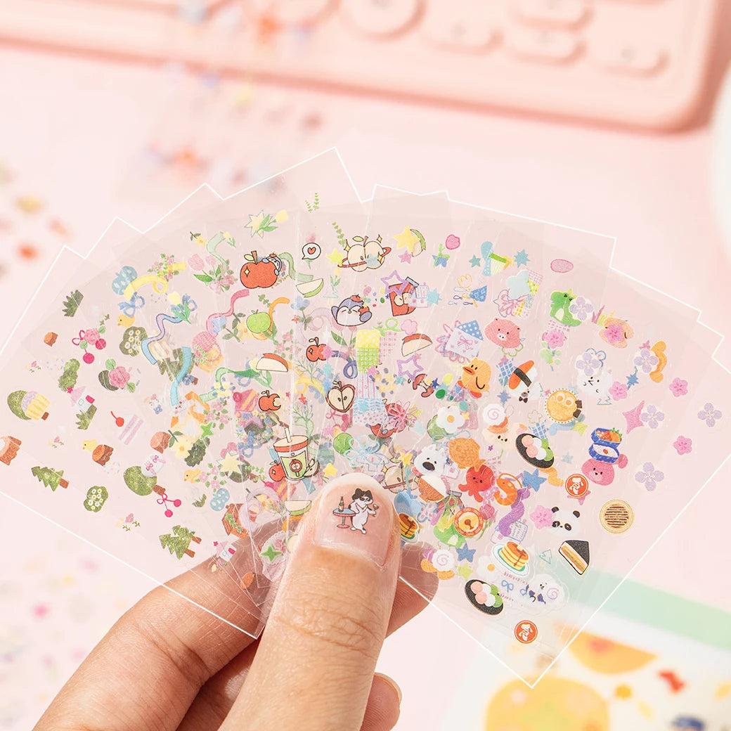 30 Sheets/Book Mini Cute Nail Stickers for DIY Scrapbooking Journal Phone Case Laptop Decoration Nail Art Water Decals Qme