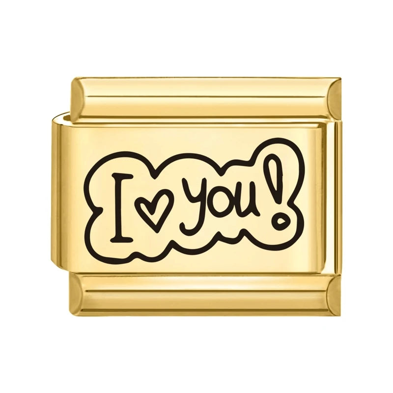 2025 New Gold Color Flower Heart Cute Cat Paws Sun Italian Charm Links Stainless Steel Fit 9mm Bracelet Jewelry DIY Making Gifts Qme Style 10
