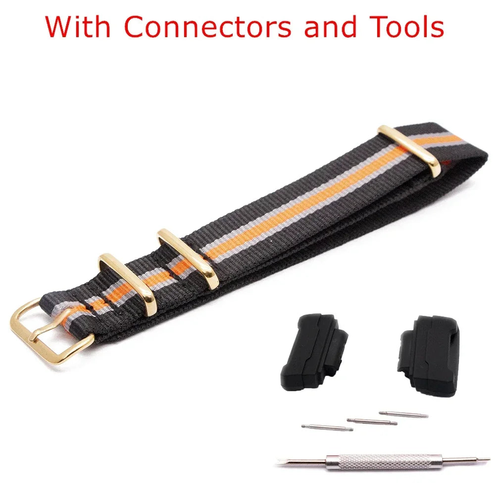 Nylon Watch Strap for Casio G-Shock GA100 GA120 GA110 GA400 Men Women Gold Buckle Replacement Watchband Bracelet Qme 2Black 2Grey 1Orange 22mm