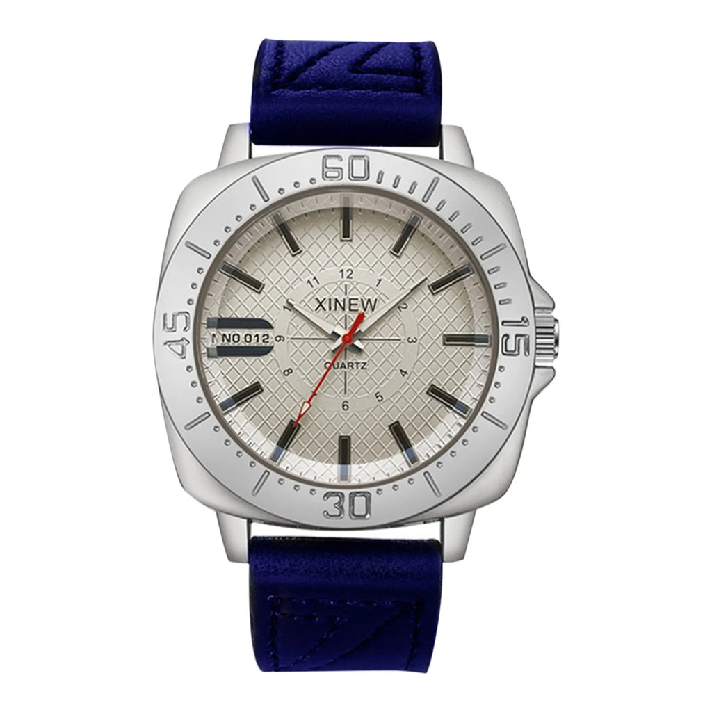 Male Hig-end Fashion Simple Business Leather Band Strap Glass Minimalist Round Dial Versatile Daily Outgoing Quartz Wrist Watch Qme