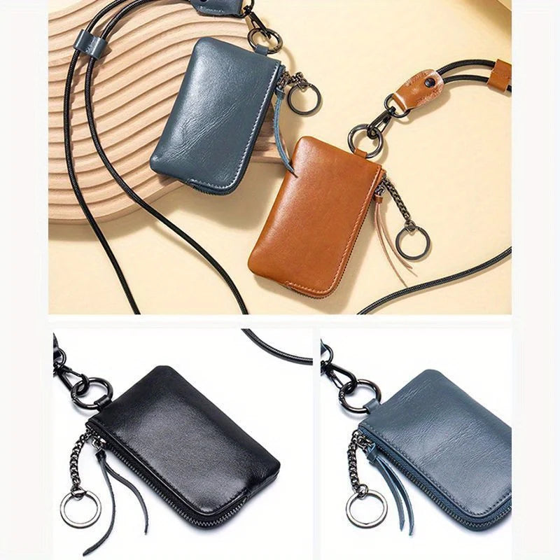 1pc Faux Leather Neck Wallet / Mini Coin Purse Keychain Card Holder / Soft Compact Travel Essential / Perfect Gift for Women Qme