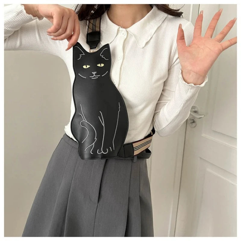 Cat Cute Women's Breast Bag Simple Printed Shoulder Messenger Qme