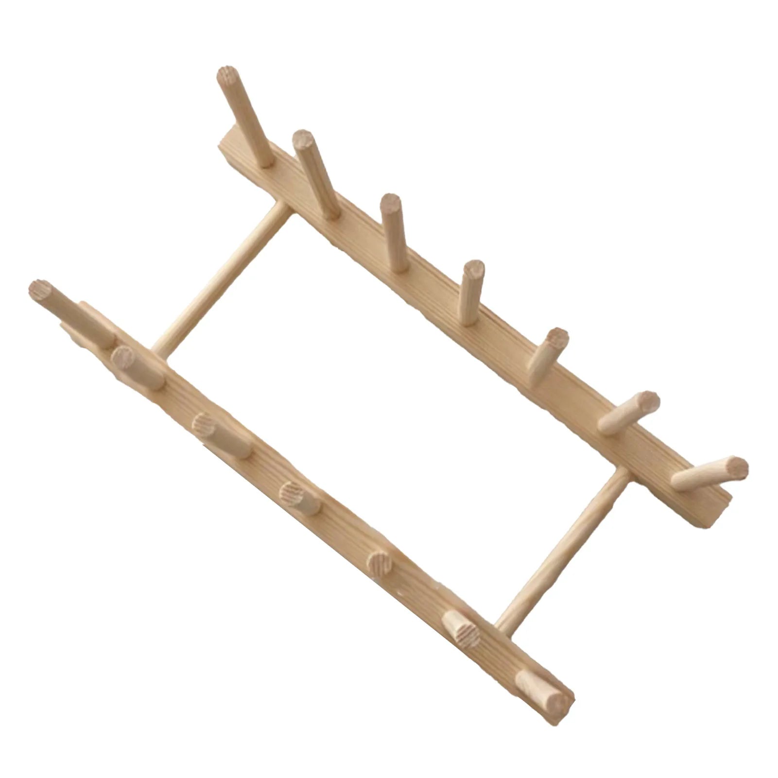 Vertical Wooden Dish Drying Rack Stable Base 6 Grids Easy To Install Pine Wood Vertical Wooden Plate Rack for Cutting Boards Qme