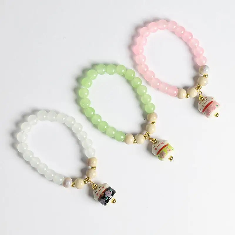 Boho Fortune Cat Charms Bracelet For Women Stretch Wire Couple Bracelet Jewelry Accessories Gifts Qme