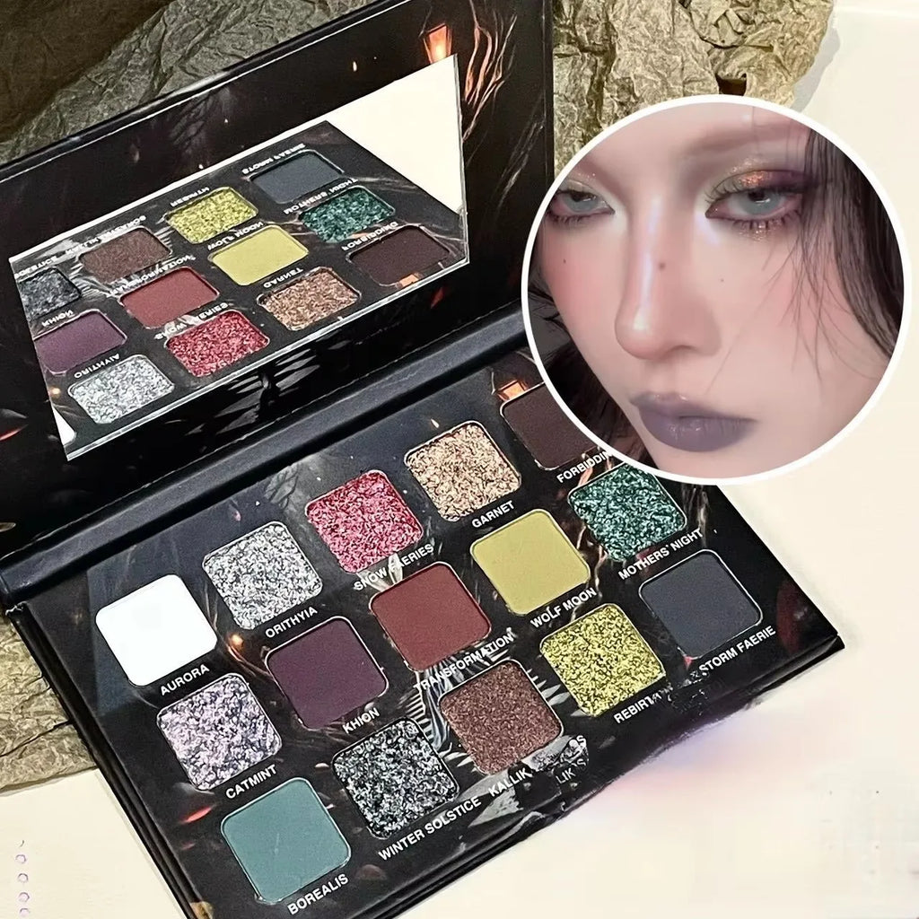 Purple Chameleon 15 Color Eyeshadow Palette Shimmer Glitter Matte Metallic Halloween Makeup Look Eye Shadow Palette Qme