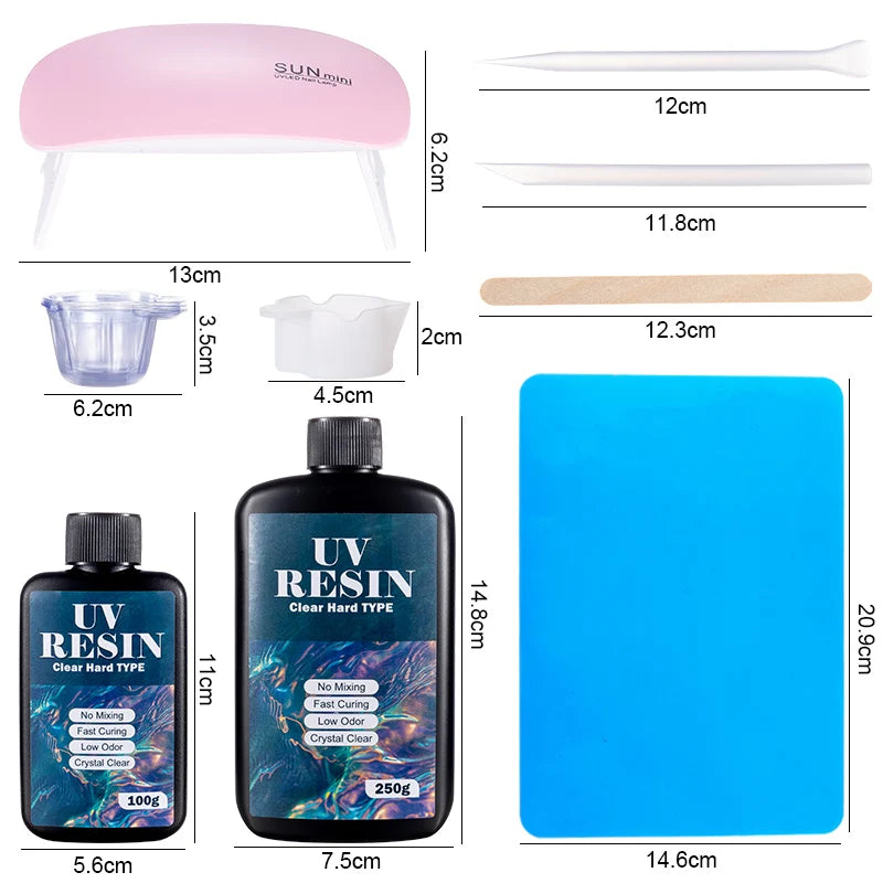 100g/250g Clear UV Resin Hard Type One Minute Ultraviolet Solar Fast Curing Epoxy Resin Glue for Casting Molds Jewelry Craft DIY Qme