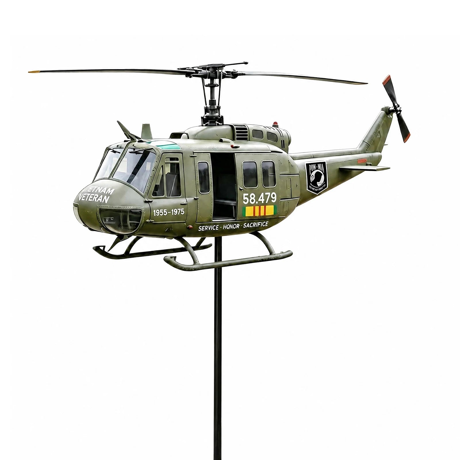 Metal Helicopter Wind Spinner with Spinning Propeller Patriotic Helicopter Windmill Stake for Patio Garden Terrace Balcony Decor Qme A