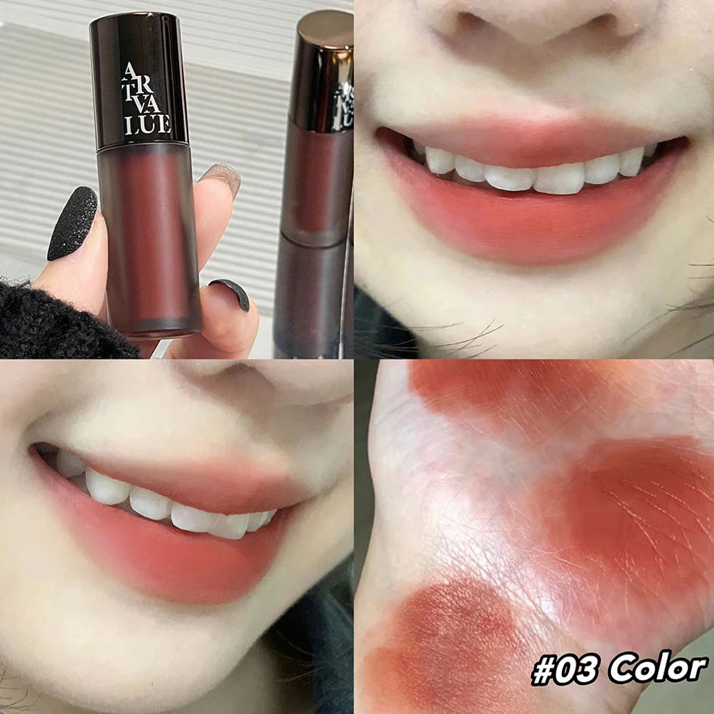 ART VALUE Matte Velvet Liquid Lipstick Lasting Lipgloss Waterproof Sexy Red Orange Lip Tint Makeup For Women Lip Stain Cosmetics Qme 03