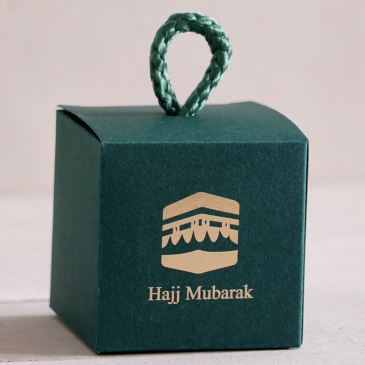 5-Pack Hajj Mubarak Sweets Gift Boxes - Elegant Small Gift Box with Gold Foil“Hajj Mubarak” - Black Paper Gift Box with Gold an Qme 5Pcs-Green Other Other