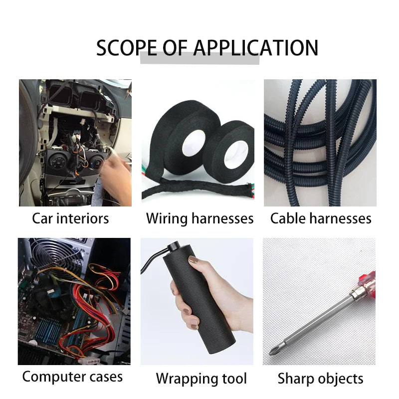 10M bar tape insulating automotive fabric tape Wear-resistant silent and high-temperature resistant Insulating black tape Qme