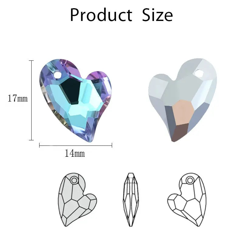 17mm Austria 6261 Devoted 2 U Heart Pendant Loose Rhinestone Charms Beads for Jewelry Making Bracelet Necklace Earrings DIY Qme